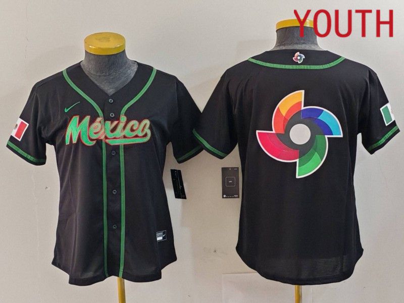 Youth 2024 World Cub Mexico Blank Black Nike MLB Jersey style 15->youth mlb jersey->Youth Jersey